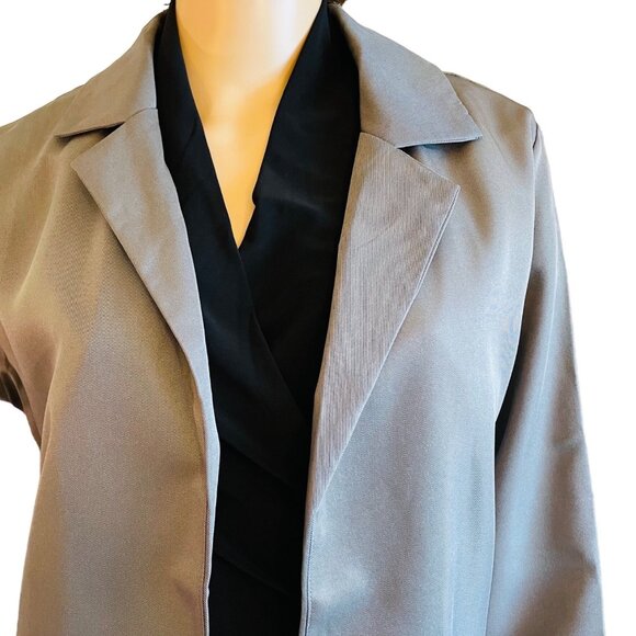 Casual Oversized Long Taupe Gray Blazer Womens sz XL Long Sleeve Open Front - Picture 2 of 11